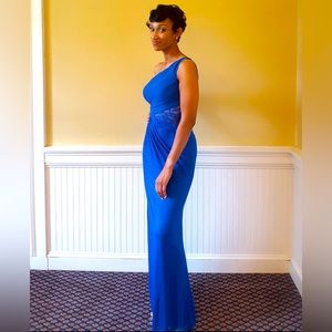 David’s Bridal one Shoulder Mesh dress with lace inset! Color: Horizon!!